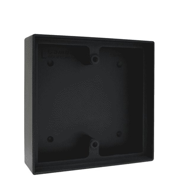 Surface box, shallow depth, provision for wireless, flame/impact resisrant black plymer (ABS